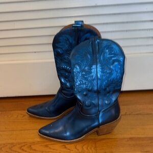 Metallic Blue Western Cowboy Boots